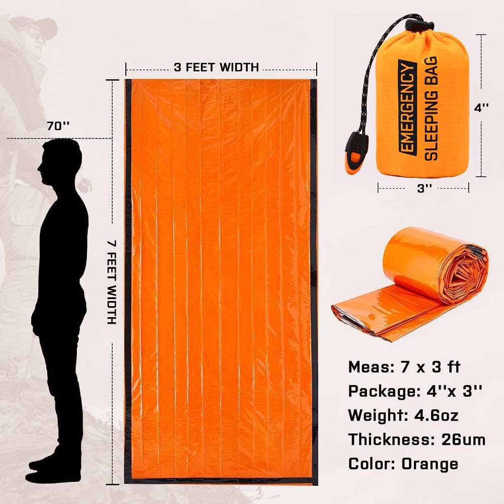 W WIREGEAR Bivy Bag Emergency Sleeping Bag Survival Sleeping Bag Lightweight and Waterproof Includes Fire Starter 5 Fire Tinders Suitable for Hiking Camping Outdoor Activities : Sports & Outdoors