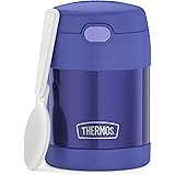 THERMOS FUNTAINER 10 Ounce Stainless Steel Vacuum Insulated Kids Food Jar with Folding Spoon, Purple