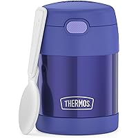 THERMOS FUNTAINER 10 Ounce Stainless Steel Vacuum Insulated Kids Food Jar with Folding Spoon, Purple