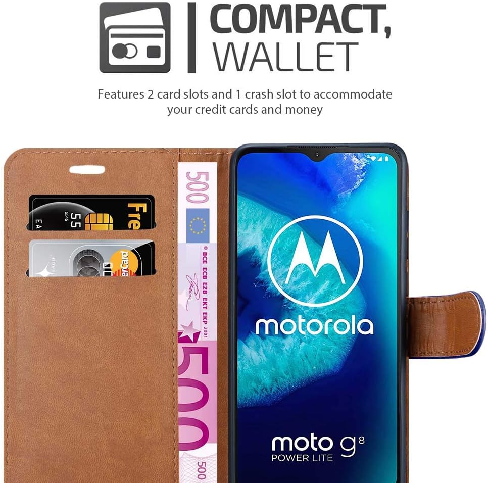 iCatchy For Motorola Moto G8 Power Lite Case Leather Wallet Book Flip Folio Stand View Cover Compatible with Motorola Moto G8 Power Lite phone Case (Blue) - Image 5