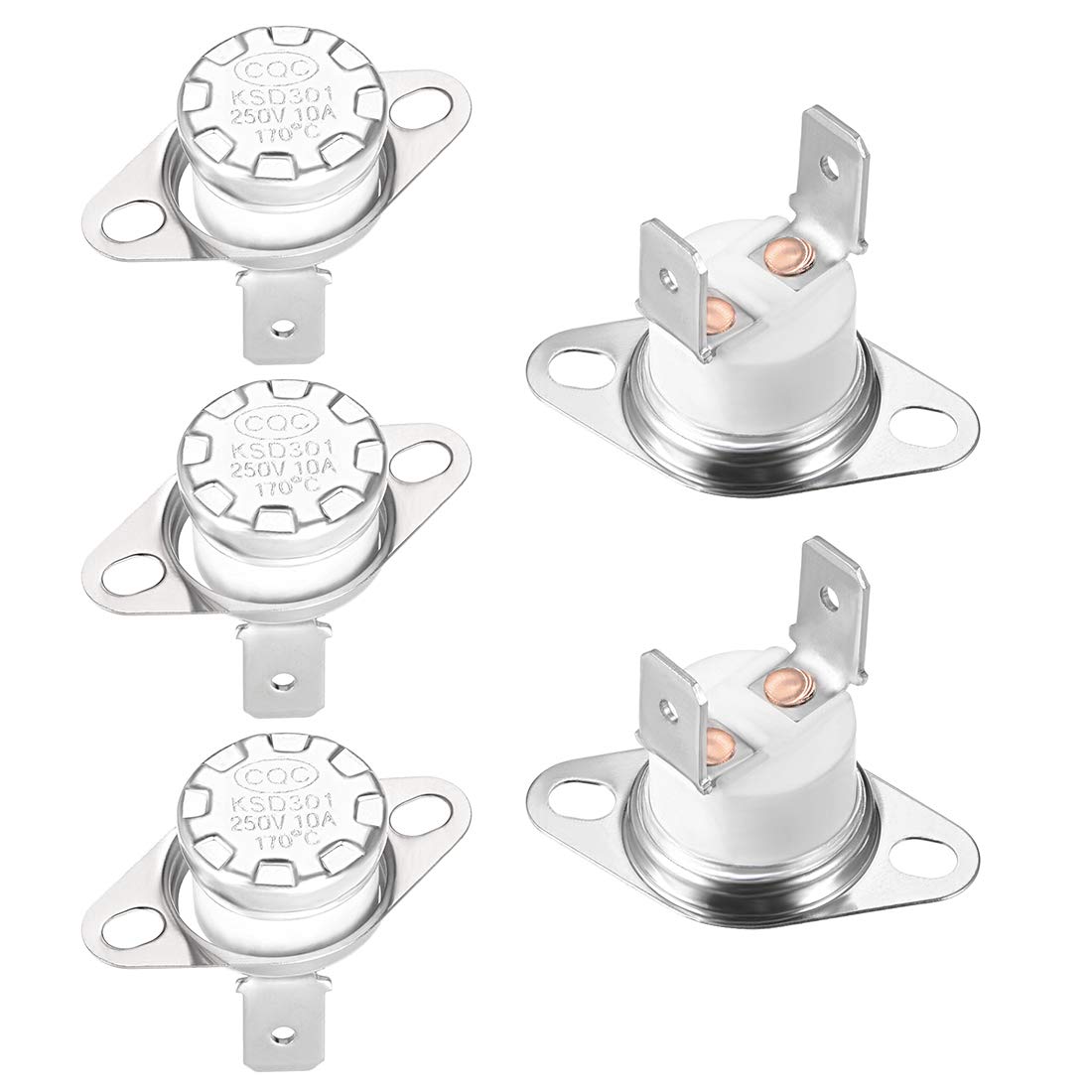 sourcing map KSD301 Thermostat 170°C/338°F 10A Normally Closed N.C Adjust Snap Disc Temperature Switch 2pcs