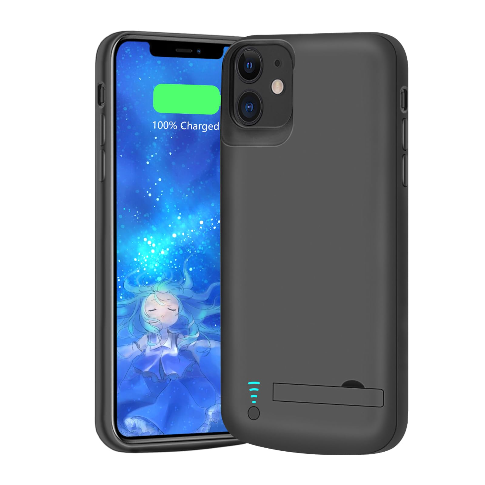 BAHOND Battery Case for iPhone 11, 6000mAh Rechargeable Extended Battery Charging Charger Case, Add 120% Extra Juice, Support Wired Headphones Black