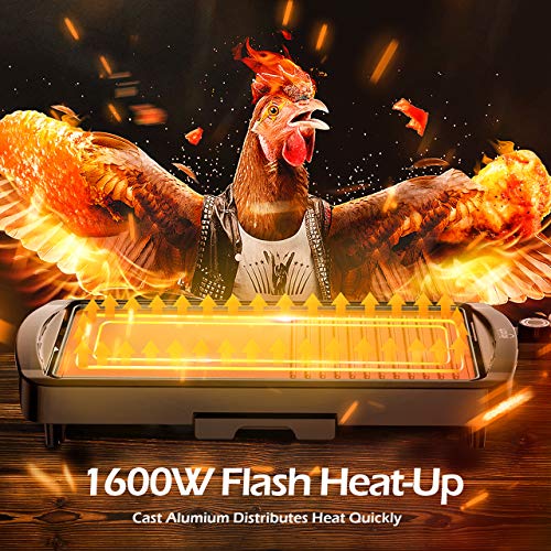 IKICH Electric Griddle Grill, 1600W Indoor Smokeless Nonstick 2In1