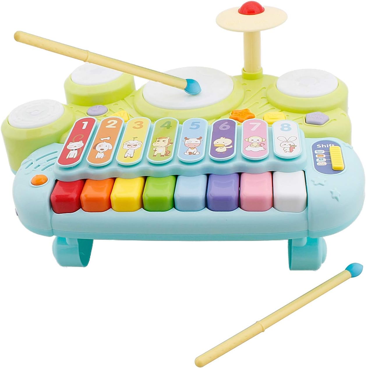 Amazon Happytime マジカルバンド リズムあそびいっぱい 子供用 楽器 ミュージック遊び メロディー 多機能 音楽おもちゃ 知育玩具 ドラム 打楽器 おもちゃ