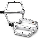 Title MTB Pedals - Performance Flat Pedals for Mountain Bike, 105mm x 111mm | 22-pin mtb pedals extra grip, Aluminum Low Profile Platform, for BMX, ebike and mtn