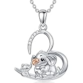 Dorunmo Black Cat/Raven/Elephant/Duck/Penguin Necklaces 925 Sterling Silver Heart Animal Pendant Cute Animal Jewelry Gifts for Women