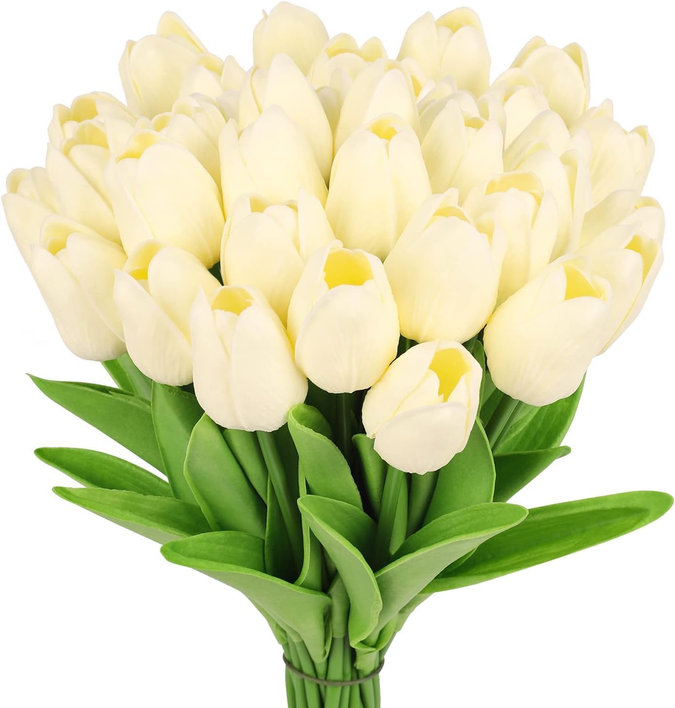 N&T NIETING Artificial Tulips Flowers, 12Pcs Fake Tulip Real Touch Latex Tulips Faux Flowers Bouquet for Wedding Floral Arrangements Mother's Day Home Easter Decorations(Goose Yellow)