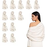 12pcs Wedding Shawls with Fringes Bulk Wedding Scarf Shawl for Guests Wedding Favor Bridal Shawls Gift Outdoor