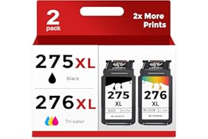 Ubinki 275XL 276XL Remanufactured Ink Cartridge Replacement for Canon Ink 275 276 (Black Color Combo, 2-Pack) PG275 CL276 XL Work with TS3522 TR4720 TS3520 TS3500 TR4700 Series Printers, High-Yield