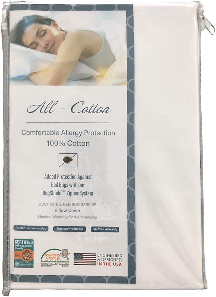 National Allergy Queen 2 Pack Allergy and Bed Bug Proof Pillow Cover, WHITE: Home & Kitchen