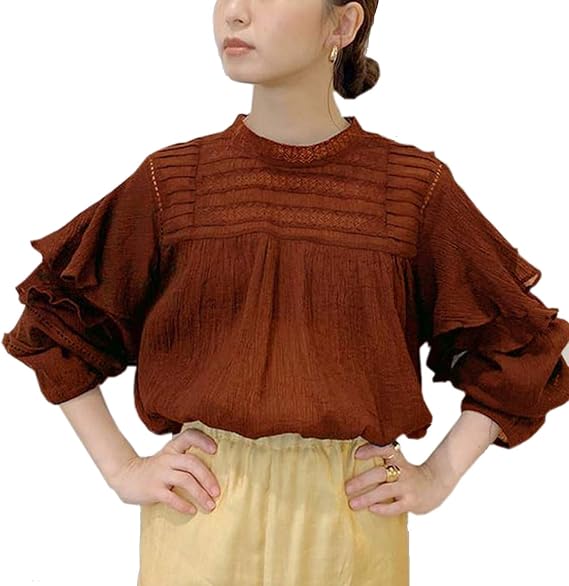 Amazon Ungrid アングリッド コットンフリルブラウス F フリー D Org ダークオレンジ コート ジャケット 通販