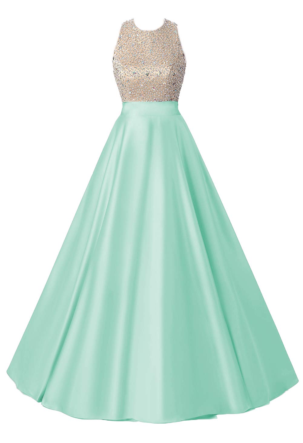 HEIMO Women's Beaded Open Back Evening Party Gowns Sequined Formal Prom