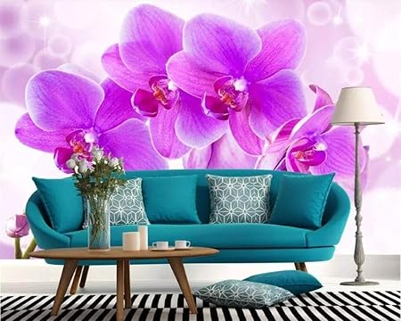 Amazon Hxcok 3d壁紙壁画hd紫胡蝶蘭テレビ背景壁画家の装飾壁紙リビングルーム 130x80cm 壁紙