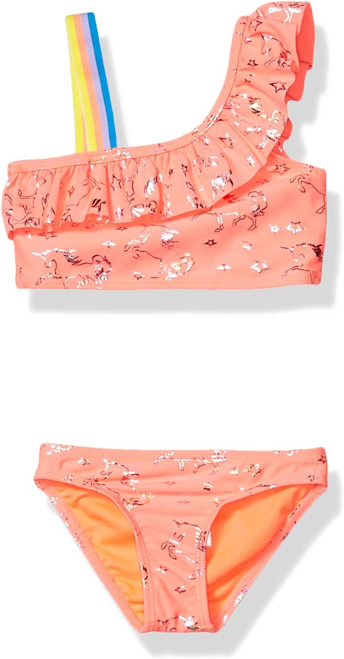 Girls' Toddler Printed Two Piece Swimsuit with Ruffle Trim