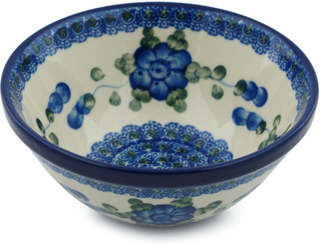 Polish Pottery Cereal/Soup Bowl 5-inch (Blue Poppies)