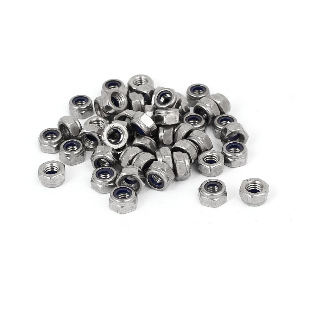 sourcingmap M6 x 1mm Stainless Steel Self-Locking Nylon Insert Hex Lock Nuts 50pcs