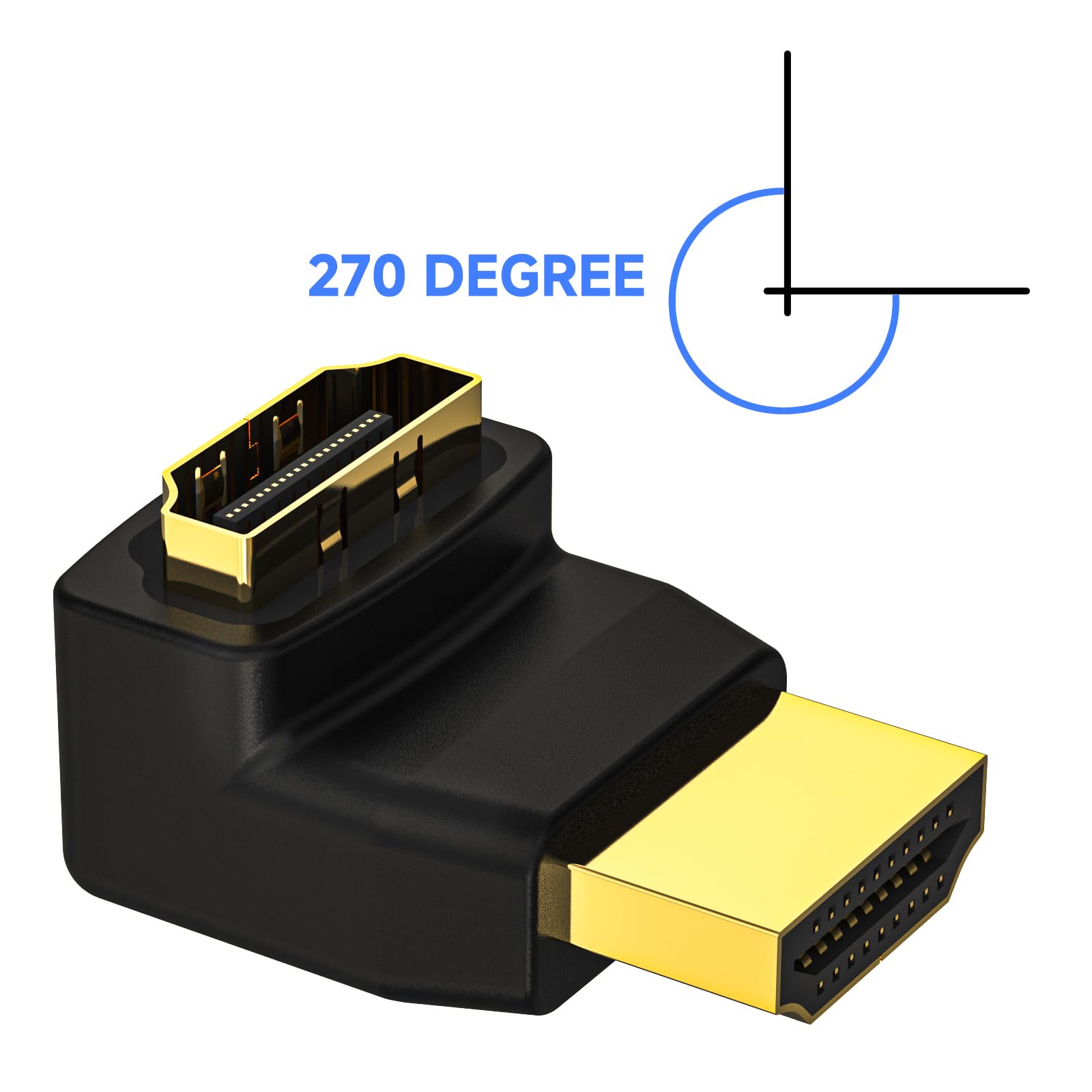 VCE HDMI 90 and 270 Degree Adapter 6-Pack, Right Angle HDMI Adapter Male to Female L-Shape Connector with 4K@60Hz, 3D for TV Stick, HDTV, PC