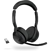 Jabra Evolve2 55 Stereo Wireless Headset - Features AirComfort Technology, Noise-Cancelling Mics & Active Noise Cancellation - MS Teams Certified, Works with Other Platforms - Black