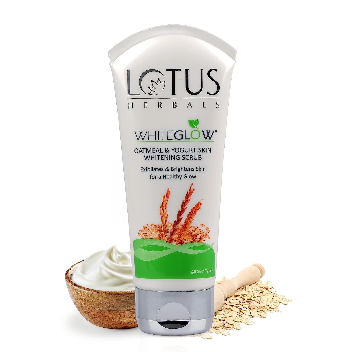 Lotus Herbals WhiteGlow Oatmeal and Yogurt Skin Whitening Scrub, 100g