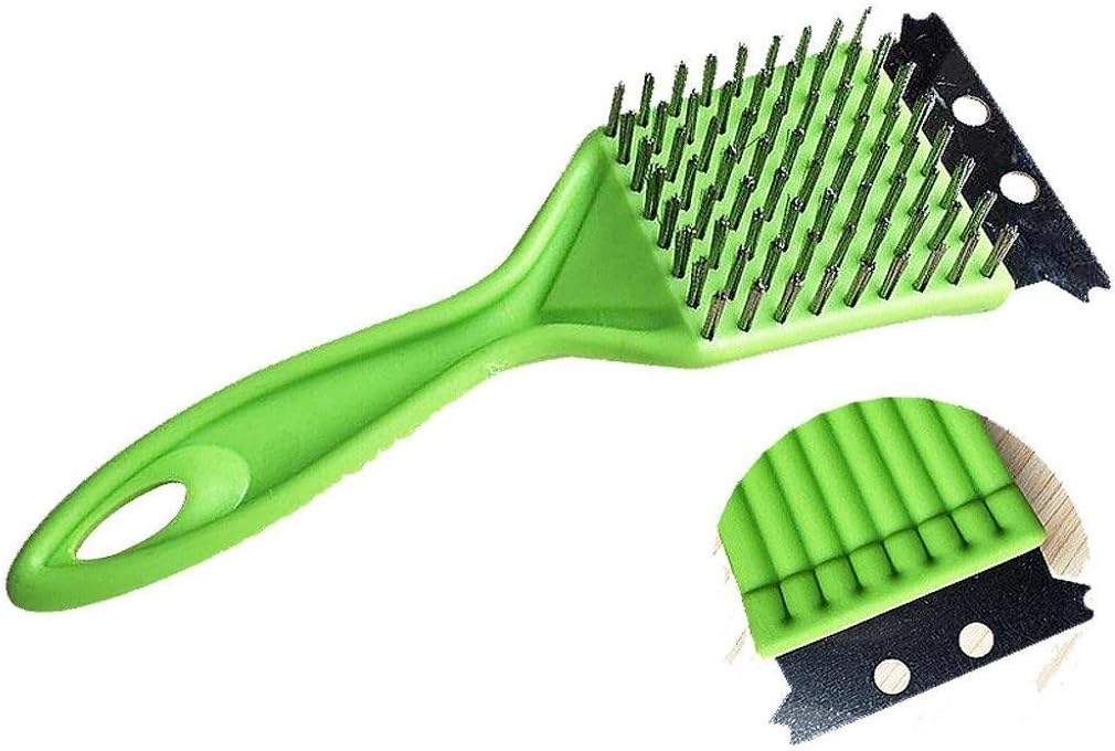 XXYsm Stainless Steel Grill Brush Barbecue BBQ Cleaning Brush (Green)