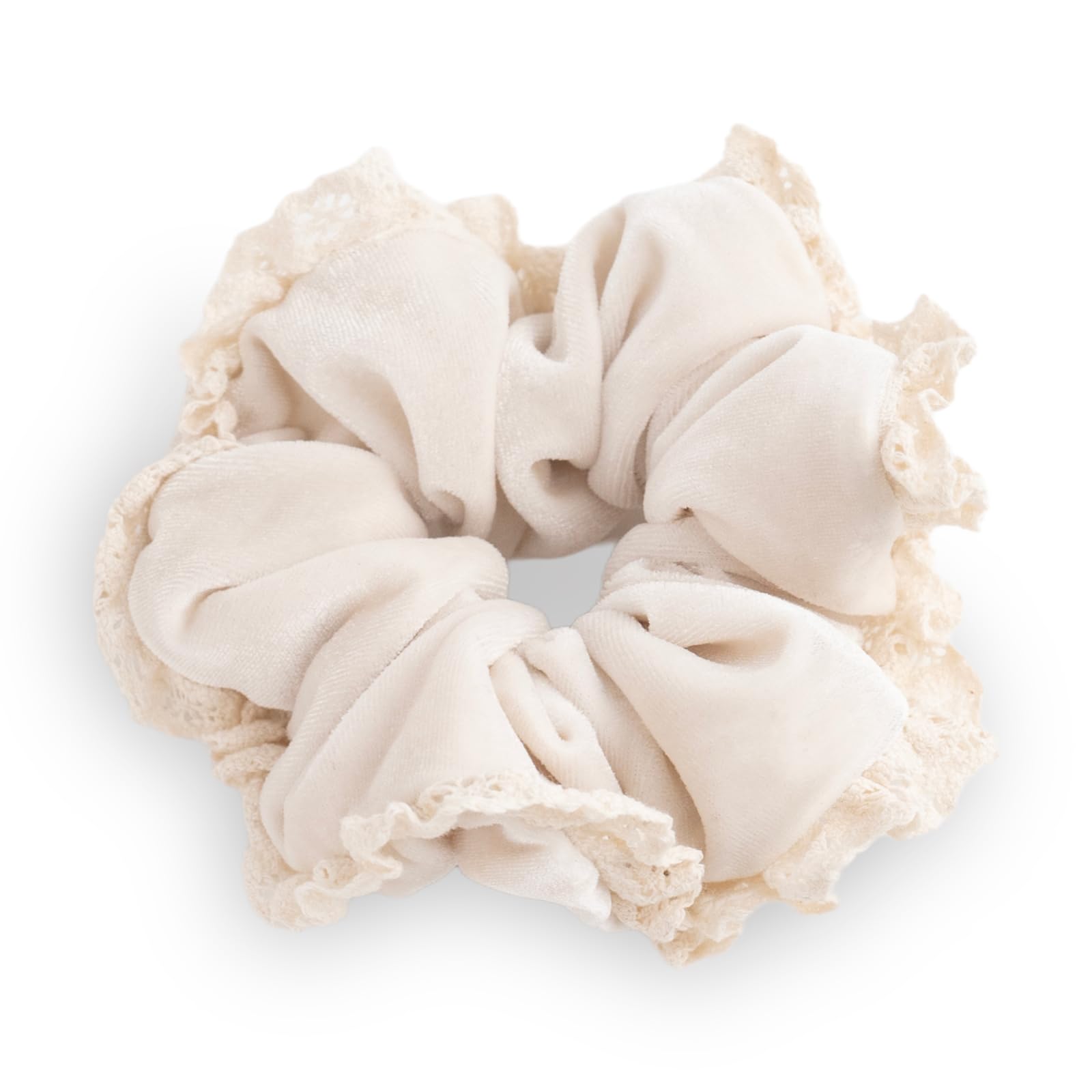 SXQLYH Velvet Elastics Hair Bobbles Lace Hair Scrunchies Thick Soft Comfortable Velvet Hair Scrunchies Ponytail Holder Winter Hair Bobble for Women Thick Long Hair (Beige)