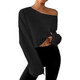 Remidoo Women's Off the Shoulder Sweatshirt Oversized Cropped Sweatshirts Long Sleeve Pullover Top