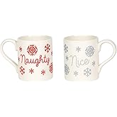 Enesco Our Name is Mud Holiday Naughty and Nice Glitter Coffee Mug Set, 2 Count (Pack of 1), Multicolor