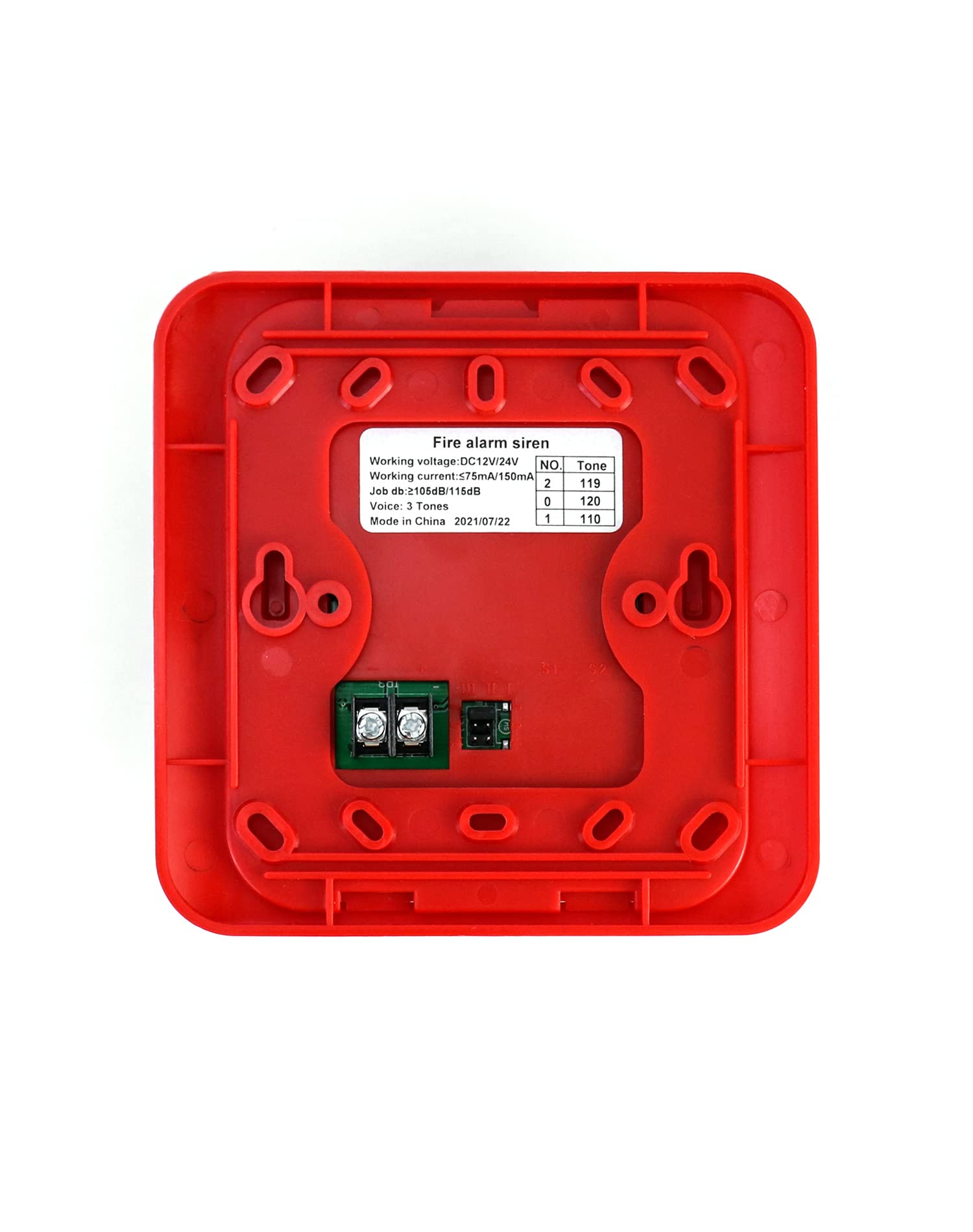 QWORK Fire Alarm, 12 / 24V DC Wired Sound and Light Fire Alarm Warning Strobe Siren Horn, Security System Sensor