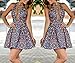 Women Sexy V Neck Cross Bandage Floral A-line Dress Party Beach Boho Skirt (S)