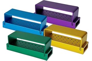 SENLIN DENTAL 4PCS 30 Holes Dental Bur Blocks, High and Low Speed Dual-Purpose Disinfection Lathe Needle Case for Dental Office (4 Colors)
