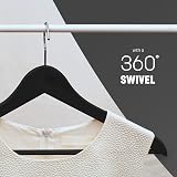 KEPLIN Strong Wooden Hangers 360° Rotating Hook 20 Pack Black view 4