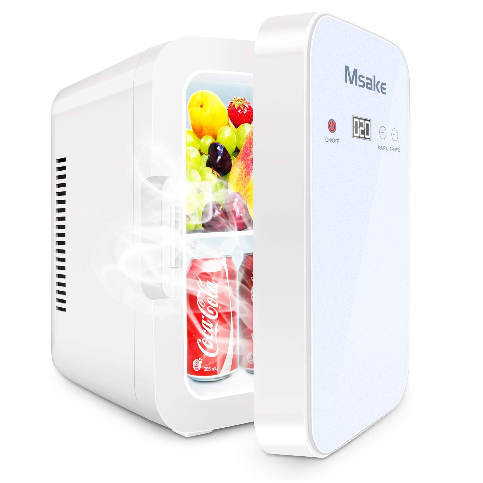 Msake Mini Fridge 10 Liter/8 Can Cooler and Warmer Thermoelectric with AC/DC Power Compact Refrigerator for Skincare Medications and Breast Milk Storage, Home Office and Travel