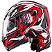 IV2 Red VIPER Dual Visor Modular Flip-Up Motorcycle Adventure Touring Helmet [DOT] - Medium
