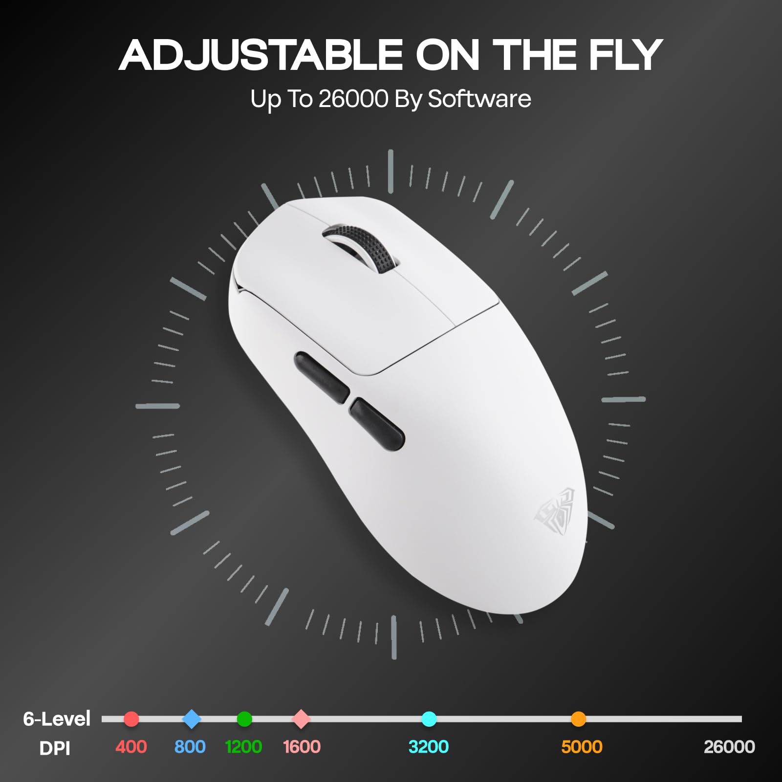 EPOMAKER Aula SC800 Wireless Gaming Mouse, 37g Lightweight, Adjustable 26,000 DPI, 8k Polling Rate, PAW3395, Programmable Buttons, On-Board Memory, 250mAh Battery, PC/MAC/Linux (White)