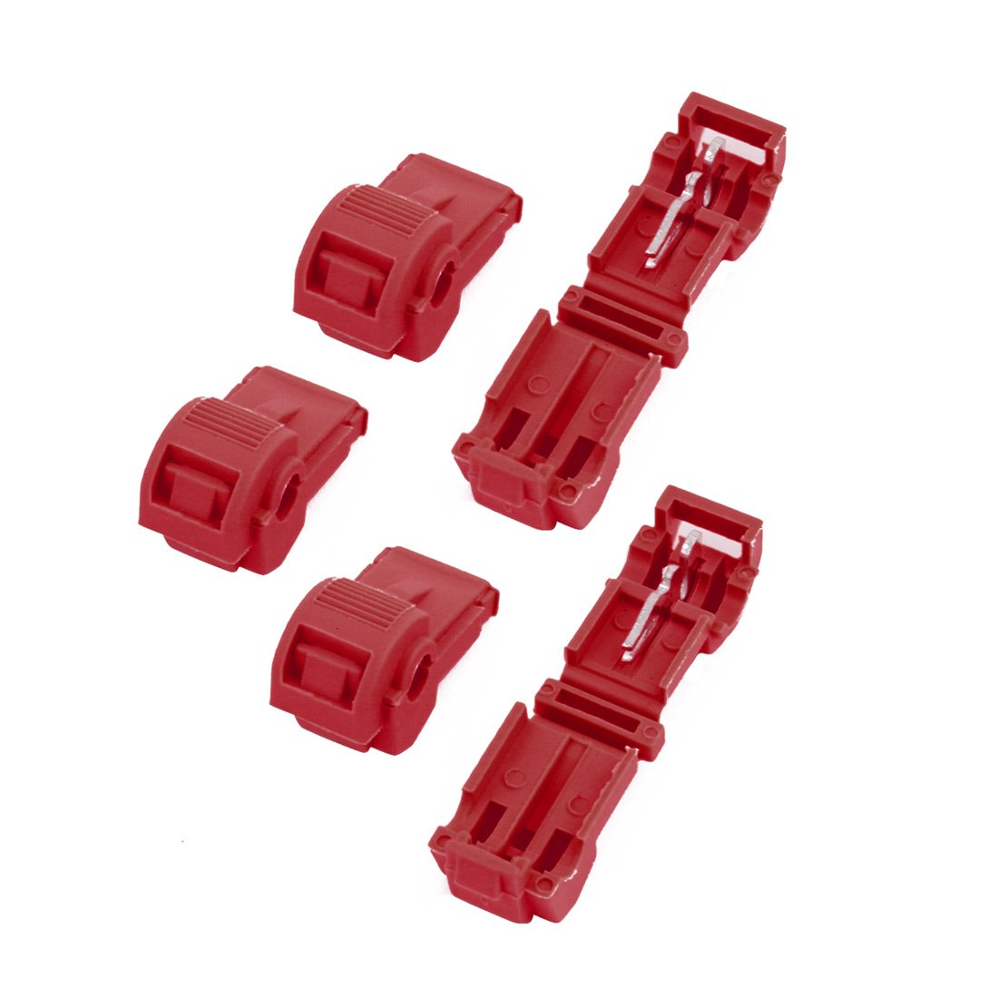 Sourcingmap 5Pcs Self-Stripping Electrical T-Tap Wire Spade Connectors Terminal Crimp Kit Red