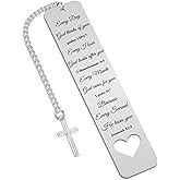 Zaamwoyy Bible Verse Metal Bookmark Gift - Christening Bookmarks Gifts for Women Men Inspirational Baptism Birthday Gift for Book Lovers Bookworms Book Club Religious Reading Gift, Silver