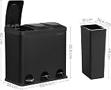 SONGMICS 318 L Kitchen Waste Bin with 3 Compartments and Pedal LTB54B view 5