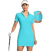 Hiverlay Golf Dresses for Women with Shorts and Pockets, V-Neck Short Sleeve Tennis Dress, Workout Athletic Dresses