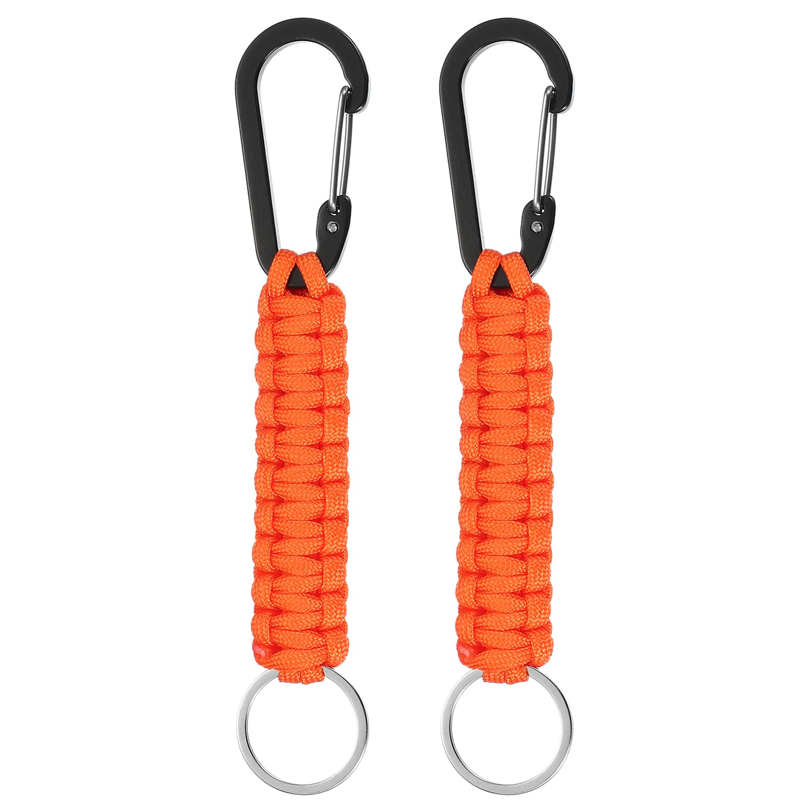 PATIKIL Paracord Keychain, 2 Pcs Survival Lanyard Keychain Cord with Hook Suitable for Camping Hiking Clip Key Backpack Tool Outdoor Fishing Key Ring, Orange