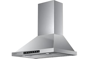VIKIO HOME Wall Mount Range Hood 30 inch,Kitchen Vent Hoods 980 CFM Ducted/Ductless Range Hood,with Gesture Sensing & Touch Control Switch Panel, 3 Speed Exhaust Fan Permanent Filter