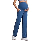 CRZ YOGA Butterluxe Maternity Wide Leg Pants Pockets 31.5" - Over The Belly Workout Yoga Lounge Womens Pregnancy