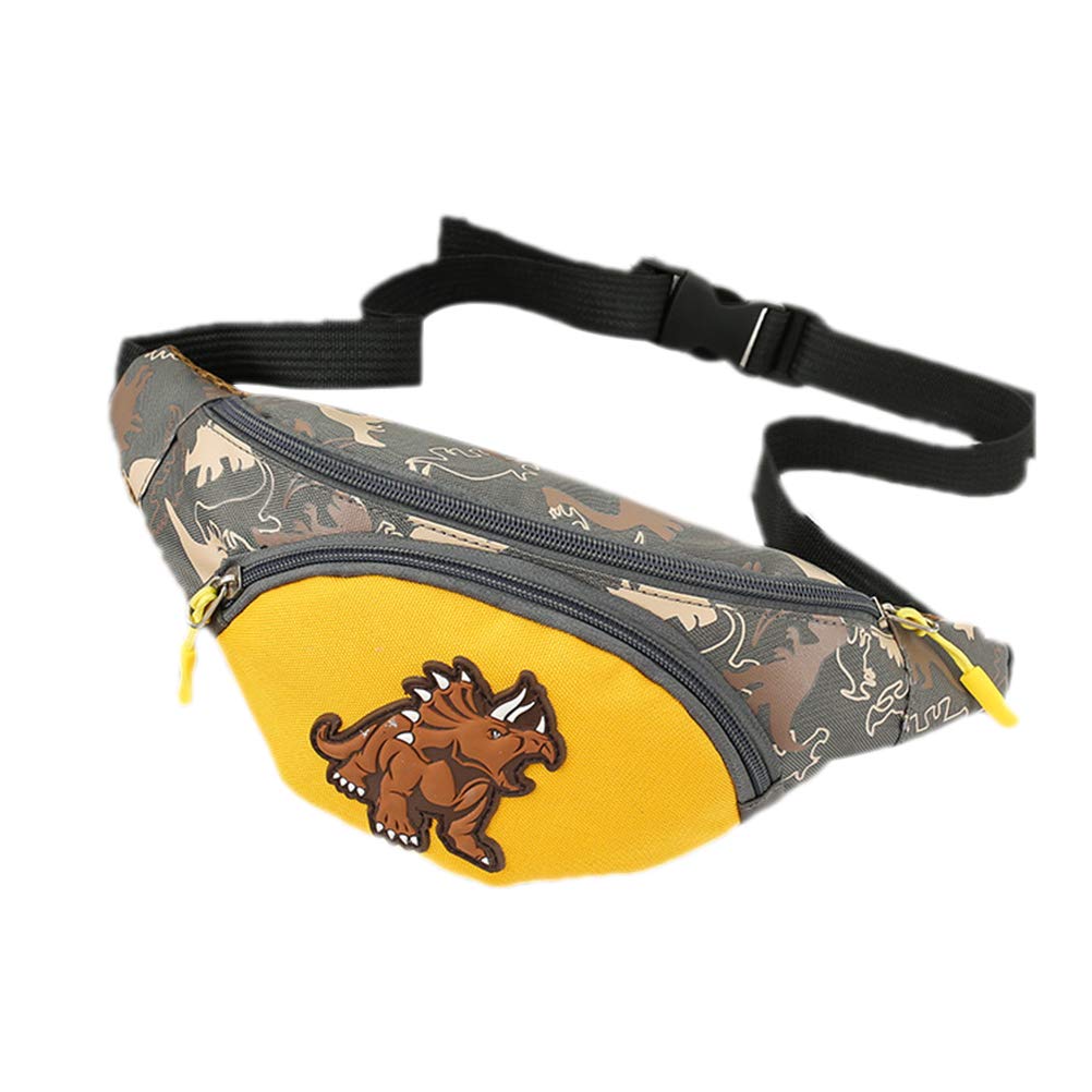 TENDYCOCO Fanny Pack Dinosaurs Waist Bag Cute Cartoon Sling Pack for Kids Boys Girls (Yellow)
