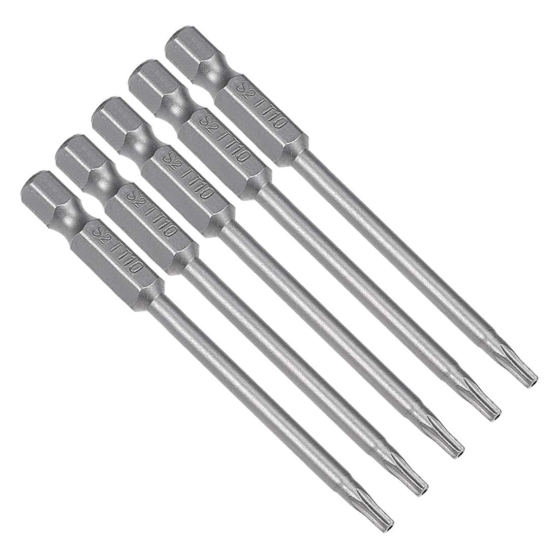 sourcing map 5 Pcs T10 Magnetic Torx Screwdriver Bits, 1/4 Inch Hex Shank 3-inch Length S2 Security Tamper Proof Screw Driver Kit Tools