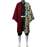 WeizhaonanCos Mens Tomioka Giyuu Cosplay Costume Halloween Anime Haori Kimono Outfit Set