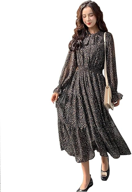 Amazon Co Jp ビレッジ ワンピース ドレス オシャレ フェミニン エレガント ロング 花柄 服 ファッション小物
