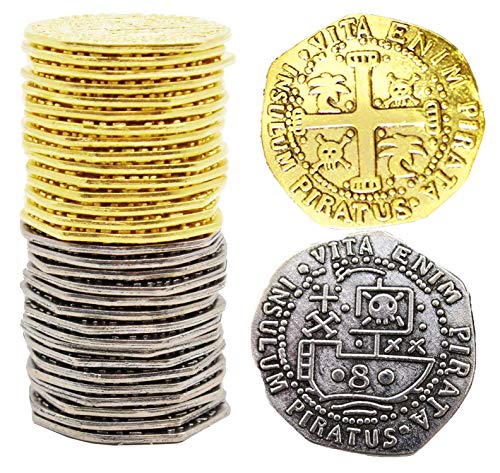 Metal Pirate Coins 32 Spanish Doubloon Large 32MM Replicas Fantasy Metal Coin Pirates Treasure By Well Pack Box