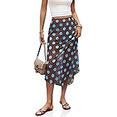 Cicy Bell Womens Summer Polka Dots Midi Skirt High Waisted Asymmetrical Hem Semi Sheer Flowy Beach Boho Skirts
