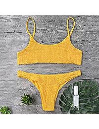 ZAFUL traje de baño sexy para dama, color liso, traje de baño de bikini con camisa