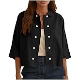 Linen Shirts for Women Soft Comfy Cotton Button Down Spring Tops 2026 3/4 Length Sleeve Womens Shirt Beach Vacation