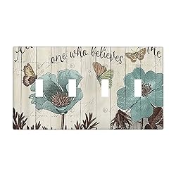 Teal Tulip Rustic Floral Wood Flower Quad Toggle